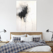 Zwart-wit minimalistische kunst | kortstondige ech canvas afdruk (Insitu (Slaapkamer))
