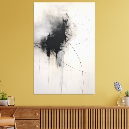 Zwart-wit minimalistische kunst | kortstondige ech canvas afdruk (Insitu (Woonkamer))