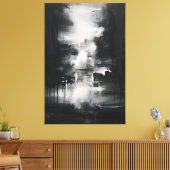 Zwart-wit minimalistische kunst | Midnight Serenit Canvas Afdruk (Insitu (Woonkamer))