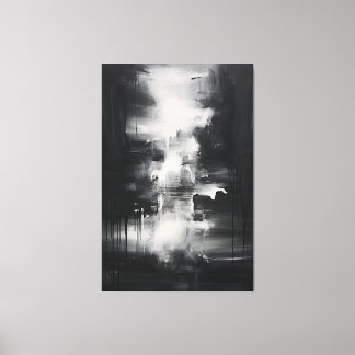 Zwart-wit minimalistische kunst | Midnight Serenit Canvas Afdruk