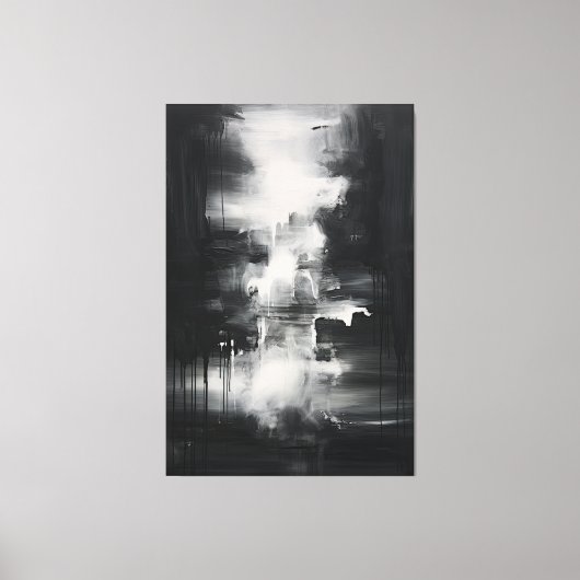 Zwart-wit minimalistische kunst | Midnight Serenit Canvas Afdruk (Voorkant)
