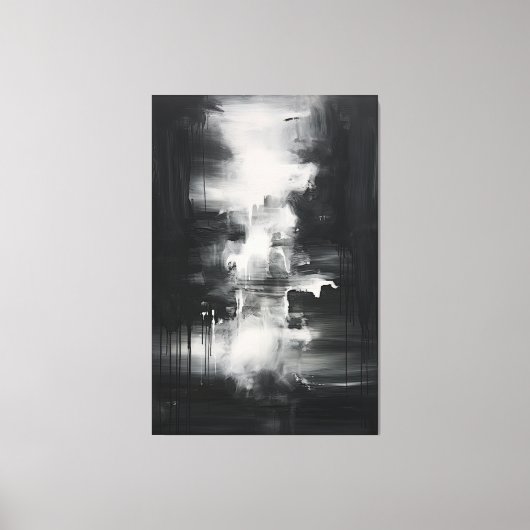 Zwart-wit minimalistische kunst | Midnight Serenit Canvas Afdruk (Voorkant)
