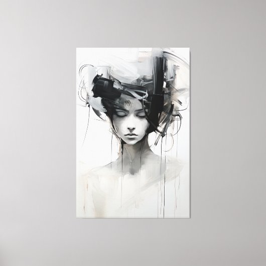 Zwart-wit minimalistische kunst | Tranquil Reverie Canvas Afdruk (Voorkant)