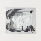 Zwart-wit minimalistische landschapsabstracte kuns wandkleed (Voorkant (horizontaal))
