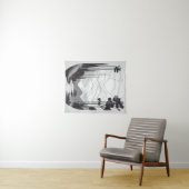 Zwart-wit minimalistische landschapsabstracte kuns wandkleed (In Situ (horizontaal))
