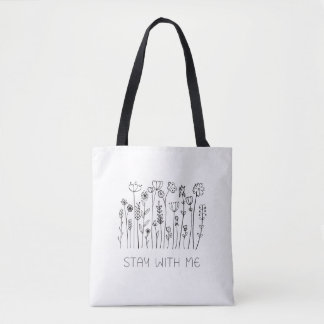 Zwart-Wit Minimalistische Liefdestypografie Tote Bag