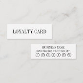 Zwart-wit minimalistische loyaliteitskaarten mini visitekaartje (Voorkant / Achterkant)