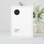 Zwart wit minimalistische moderne bruiloft dank u bedankkaart (Staand voorkant)
