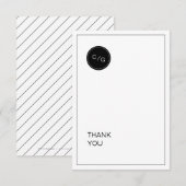 Zwart wit minimalistische moderne bruiloft dank u bedankkaart (Voorkant / Achterkant)