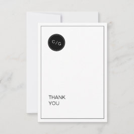 Zwart wit minimalistische moderne bruiloft dank u bedankkaart