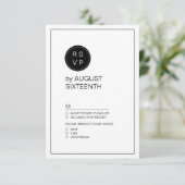 Zwart-wit minimalistische moderne bruiloft RSVP Kaartje (Staand voorkant)