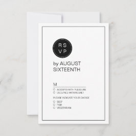 Zwart-wit minimalistische moderne bruiloft RSVP Kaartje