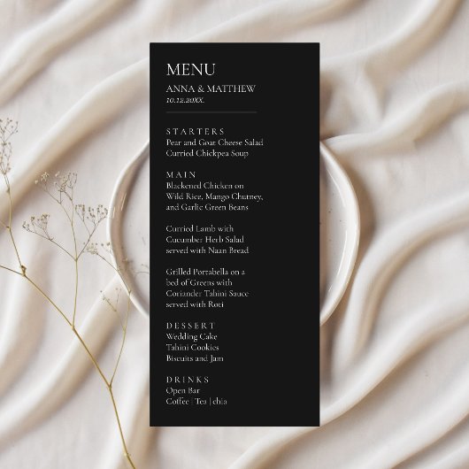 Zwart & Wit Minimalistische Moderne Eenvoudige Bru Menu