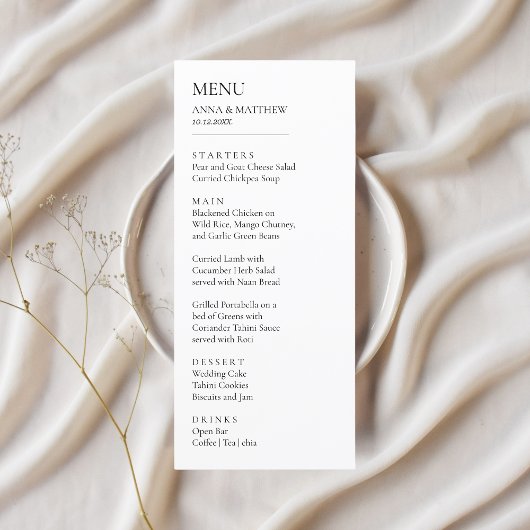 Zwart & Wit Minimalistische Moderne Eenvoudige Bru Menu