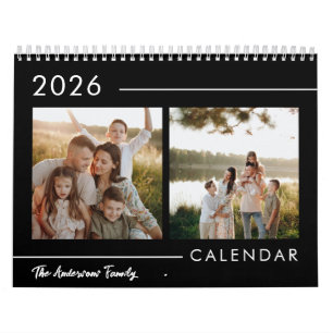 Zwart & Wit Minimalistische Moderne Familie Foto 2 Kalender