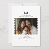 Zwart Wit Minimalistische Moderne Foto Kerst Kaart (Voorkant)