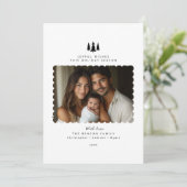 Zwart Wit Minimalistische Moderne Foto Kerst Kaart (Staand voorkant)