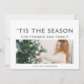 Zwart-wit minimalistische moderne fotokerst feestdagenkaart (Voorkant)