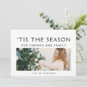 Zwart-wit minimalistische moderne fotokerst feestdagenkaart (Staand voorkant)