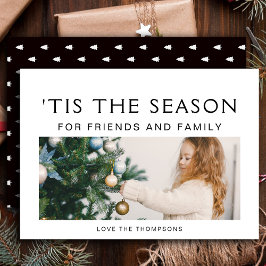 Zwart-wit minimalistische moderne fotokerst feestdagenkaart