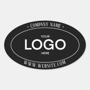 Zwart-wit minimalistische moderne logo ovale sticker
