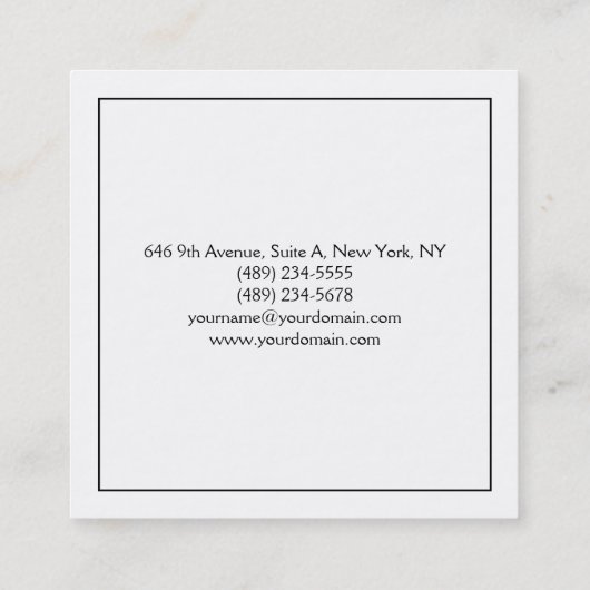 Zwart-wit minimalistische moderne professional vierkante visitekaartje (Achterkant)