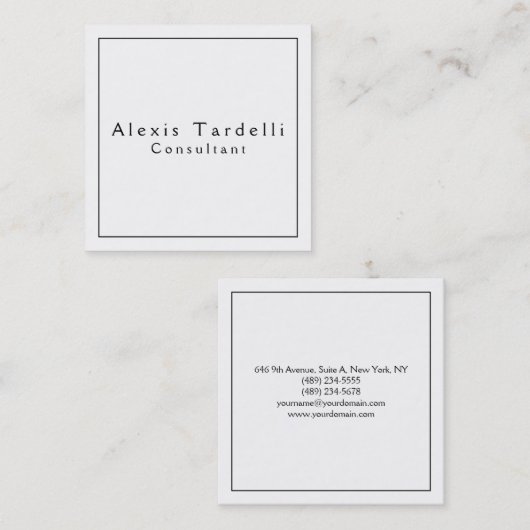 Zwart-wit minimalistische moderne professional vierkante visitekaartje (Voorkant / Achterkant)