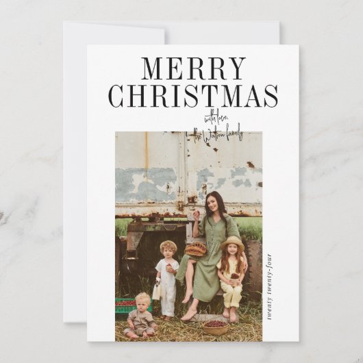 Zwart-wit minimalistische moderne scriptfoto feestdagenkaart (Voorkant)