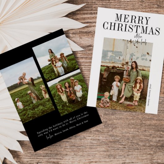 Zwart-wit minimalistische moderne scriptfoto feestdagenkaart