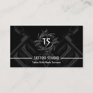 Zwart-Wit Minimalistische Moderne Tattoo Studio Visitekaartje