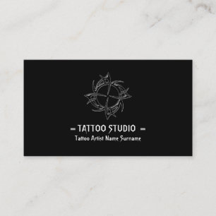 Zwart Wit Minimalistische Moderne Tattoo Studio Visitekaartje