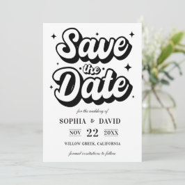 Zwart & Wit Minimalistische Moderne Trouwdag Save The Date