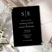 Zwart-wit minimalistische monogram bruiloft kaart