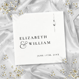 Zwart-wit minimalistische monogram bruiloft servet