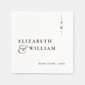 Zwart-wit minimalistische monogram bruiloft servet (Voorkant)