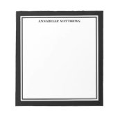 Zwart Wit Minimalistische Monogram Notitieblok (Voorkant)