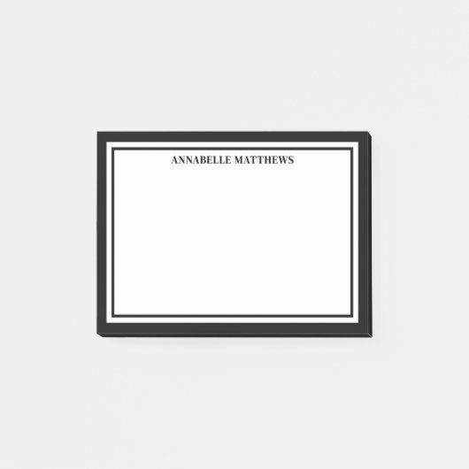 Zwart Wit Minimalistische Monogram Post-it® Notes (Voorkant)