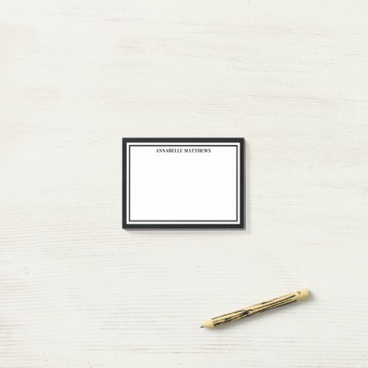 Zwart Wit Minimalistische Monogram Post-it® Notes (Op bureau)