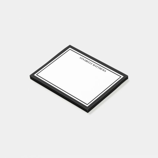 Zwart Wit Minimalistische Monogram Post-it® Notes (Schuin)