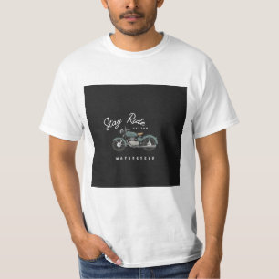 Zwart Wit Minimalistische Motorfiets Typografie T-shirt