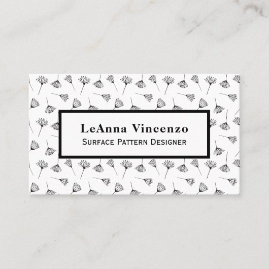 Zwart-wit minimalistische paardenbloem botanisch visitekaartje (Voorkant)