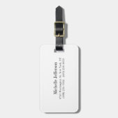 Zwart-wit minimalistische Plain Modern Bagagelabel (Voorkant verticaal)