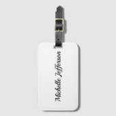 Zwart-wit minimalistische Plain Modern Bagagelabel (Voorkant (verticaal))