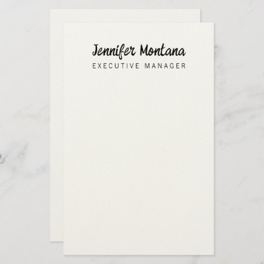 Zwart-wit minimalistische Plain Modern Briefpapier (Voorkant / Achterkant)