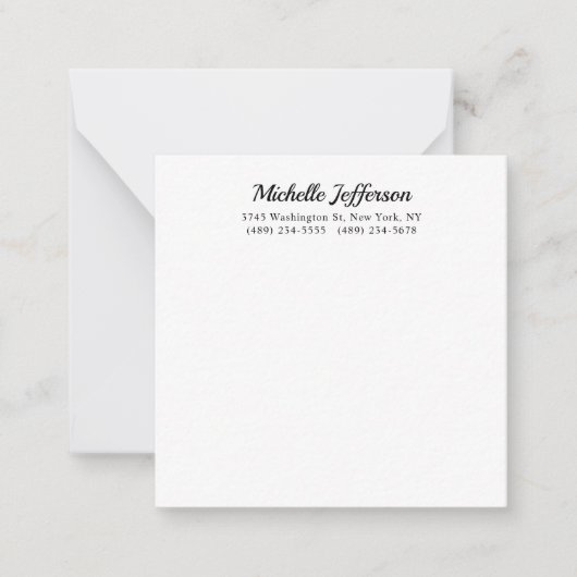 Zwart-wit minimalistische Plain Modern Notitiekaartje (Voorkant)