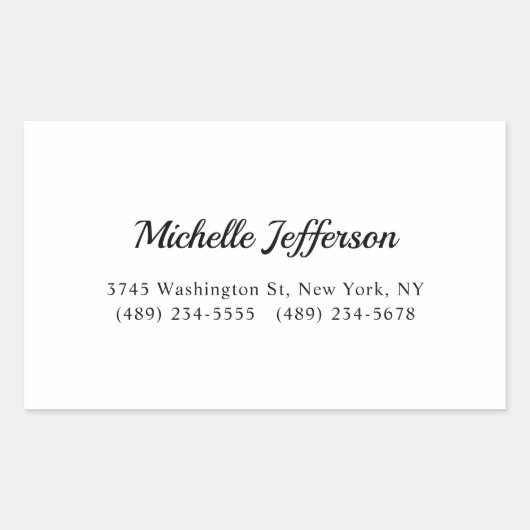 Zwart-wit minimalistische Plain Modern Rechthoekige Sticker (Voorkant)