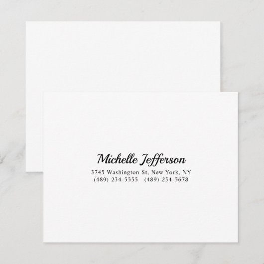 Zwart-wit minimalistische Plain Modern RSVP Kaartje (Voorkant / Achterkant)