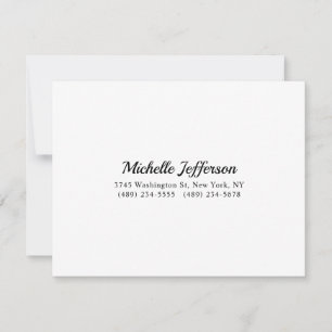 Zwart-wit minimalistische Plain Modern RSVP Kaartje