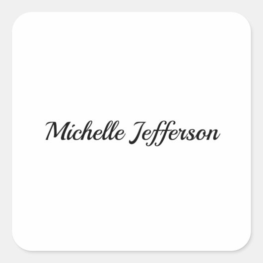 Zwart-wit minimalistische Plain Modern Vierkante Sticker (Voorkant)