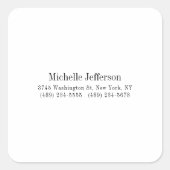 Zwart-wit minimalistische Plain Modern Vierkante Sticker (Voorkant)